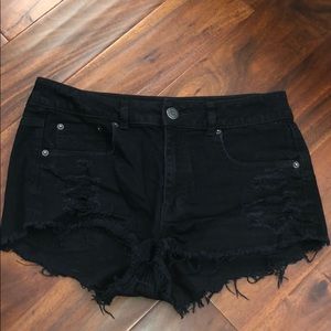 Black jean shorts